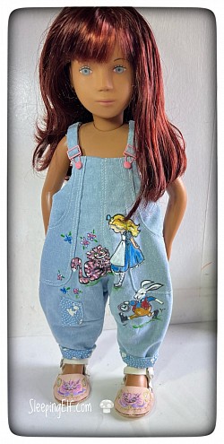 Alice , Sasha painted dungarees and hand painted shoes