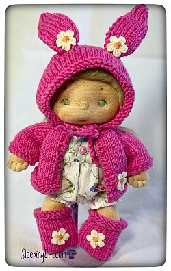 Bunny , soft sculpted , hand knit outfit £45.00