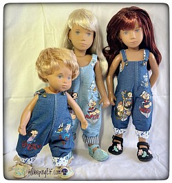 Popeye , hand painted Sasha dark denim - SOLD , light denim £40.00 each , Baby \ Toddler £38.00