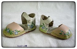 Hand painted , pink and white leather Mary Jane’s for Sasha £40.00