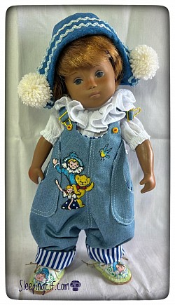Andy Pandy Sasha  Wobbler , hand painted dungarees