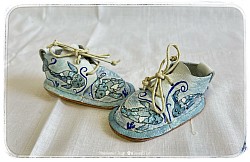 Japanese fish  hand painted leather Sasha boots