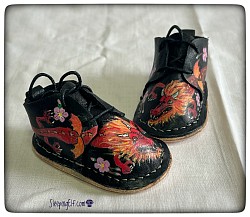 Hand painted dragon leather. Sasha doll  boots